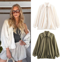 Collar long sleeved puffy jacket, baseball jacket, women's jacket